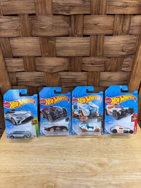 Hot Wheels Assorted Blue & White Die-Cast Toy Cars - 4 Pack